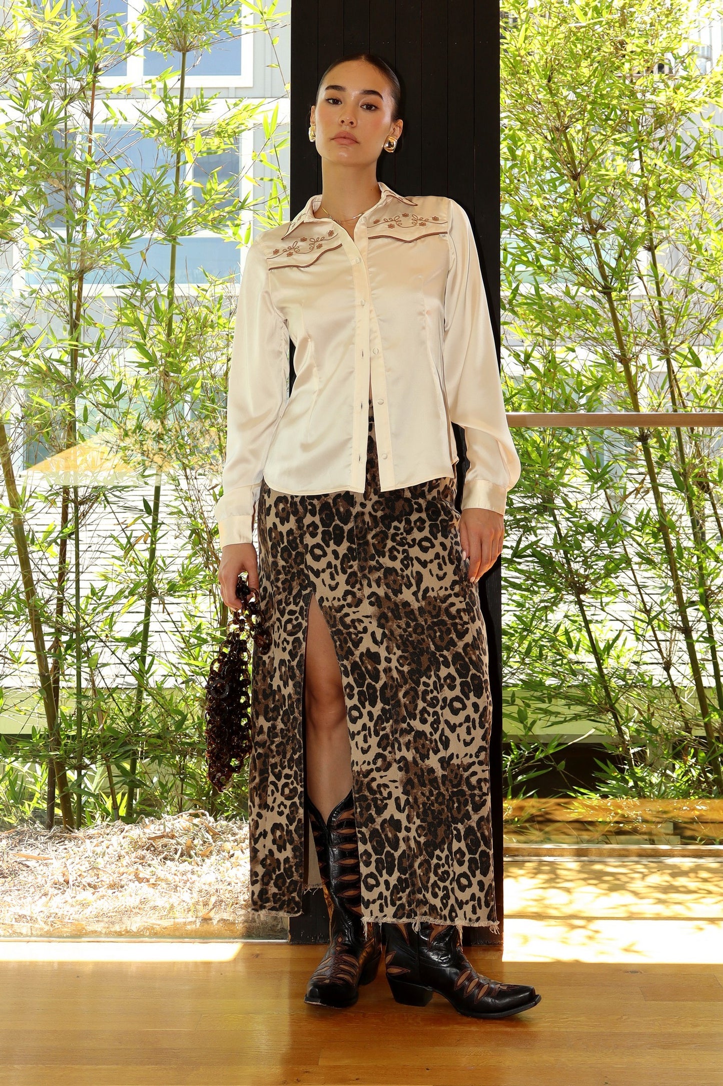 Cream Western Embroidered Button Up Top