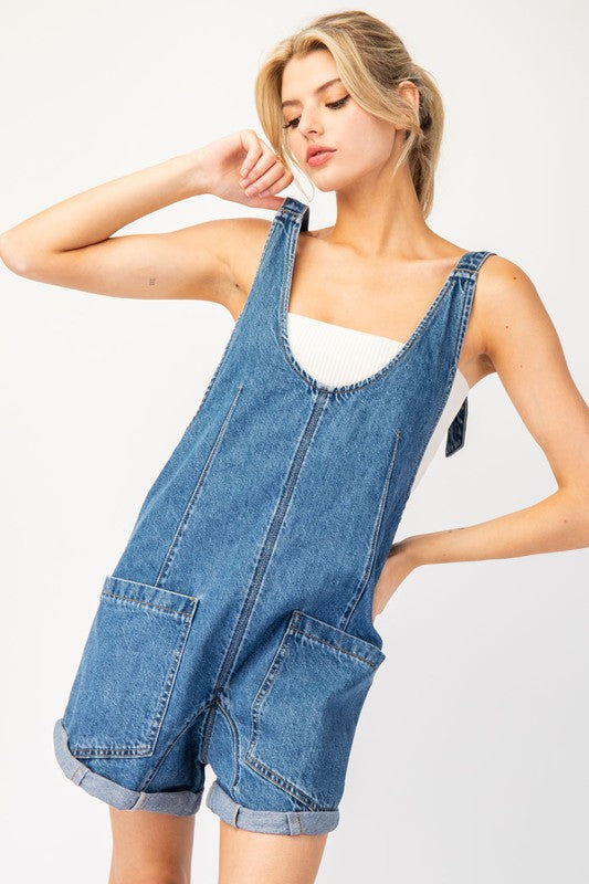 Mineral Washed Sleeveless Romper
