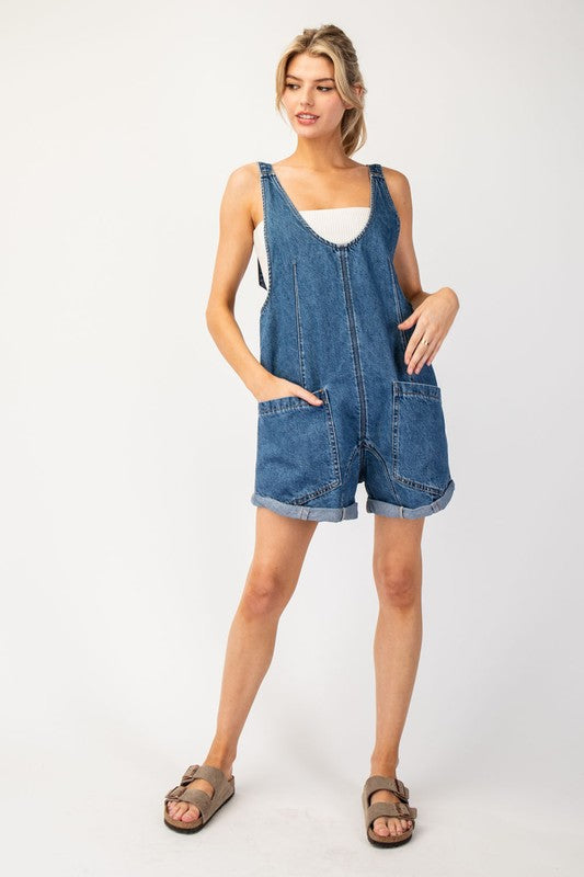 Mineral Washed Sleeveless Romper
