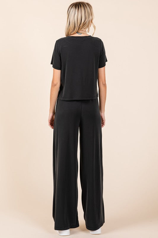 Black Modal Knit Pant Set