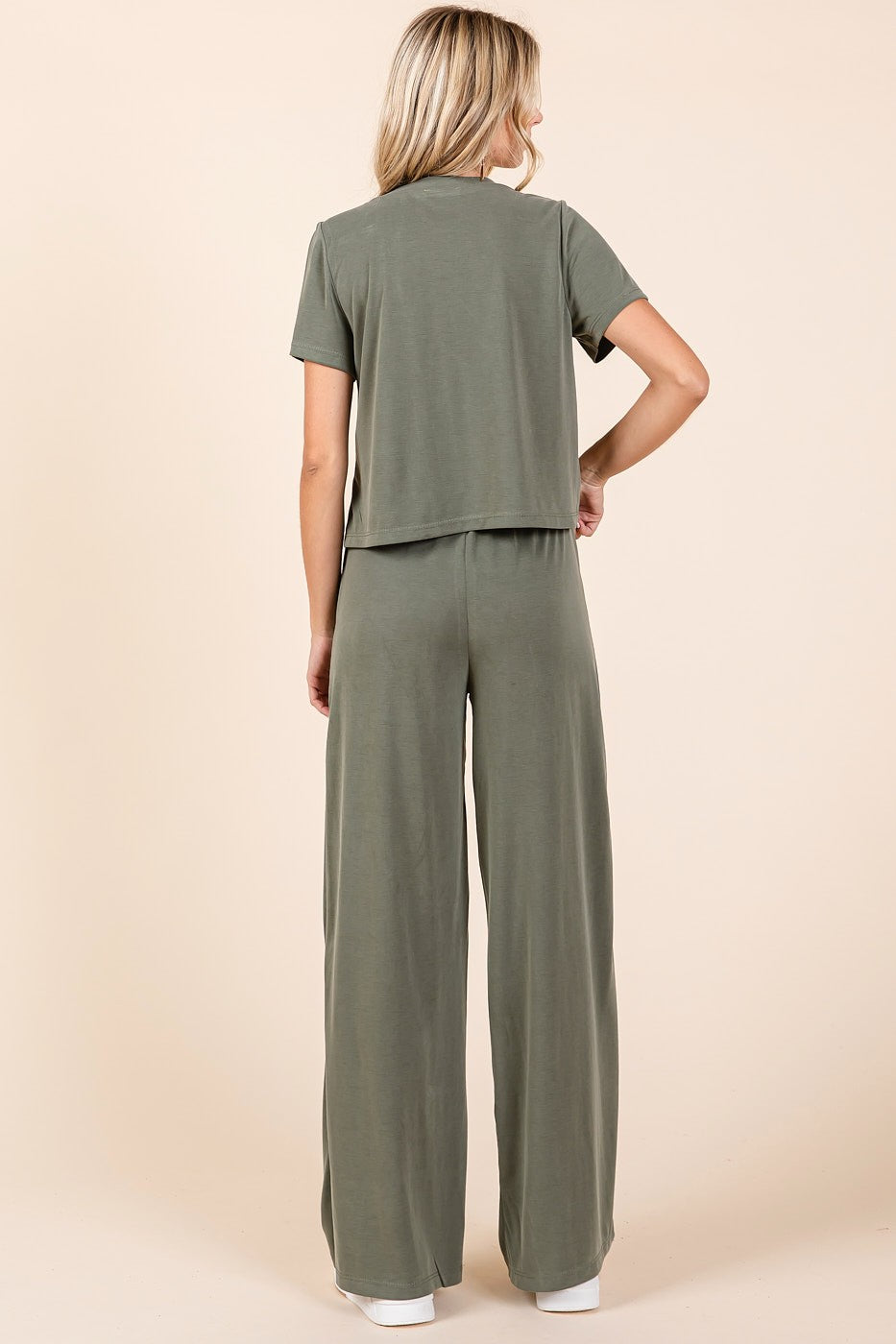 Olive Modal Knit Pant Set