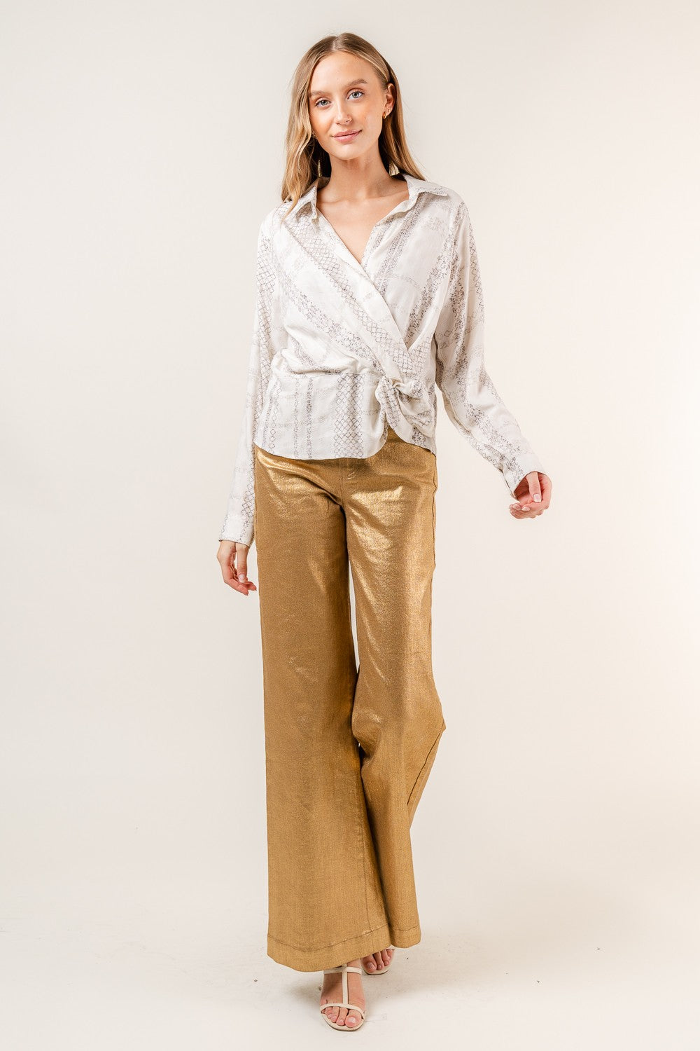 Gold wide Leg Pants