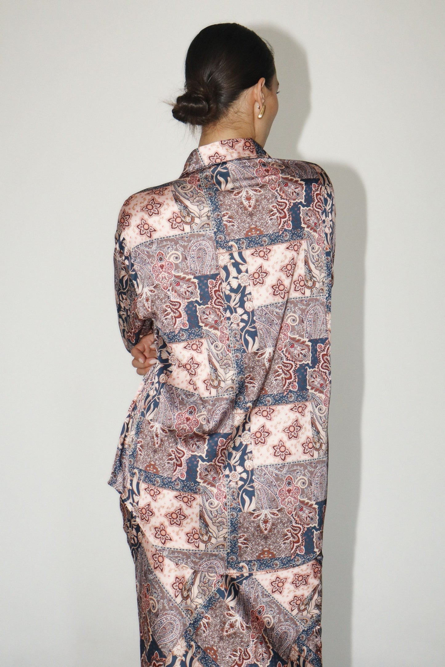 Pink Paisley Patchwork Button Down Top