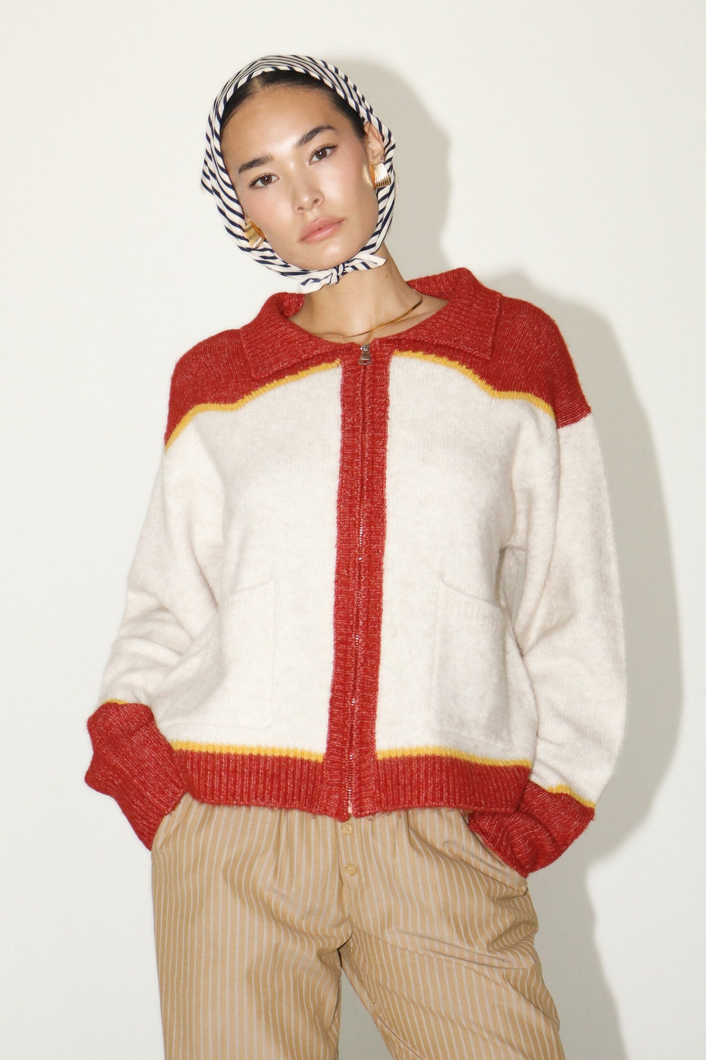 Rodeo Cowboy Oatmeal & Red Knit Sweater