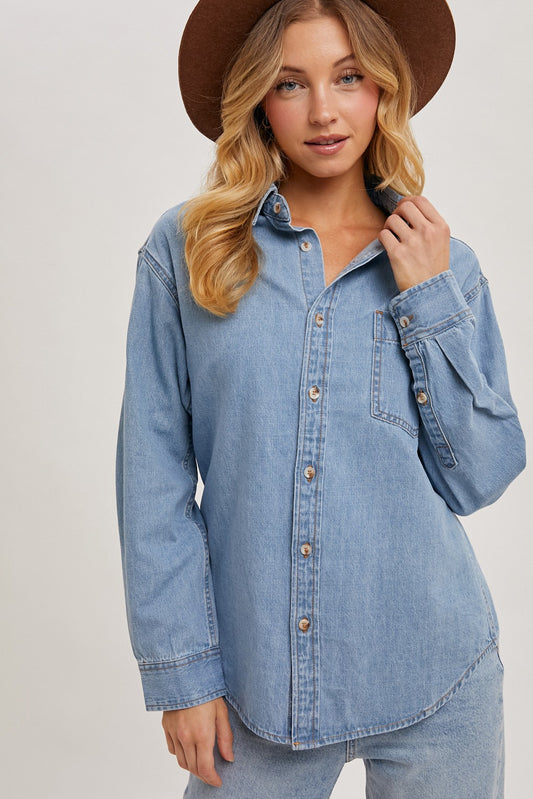 Light Wash Denim Button Down Shirt