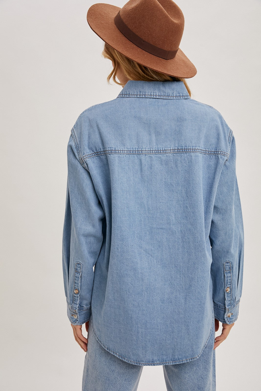 Light Wash Denim Button Down Shirt