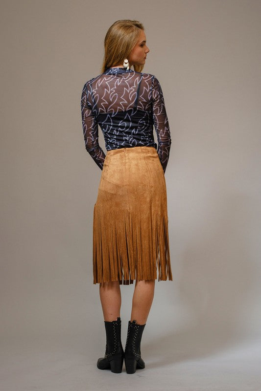 Black Boot Stitch Mock Neck Mesh Top