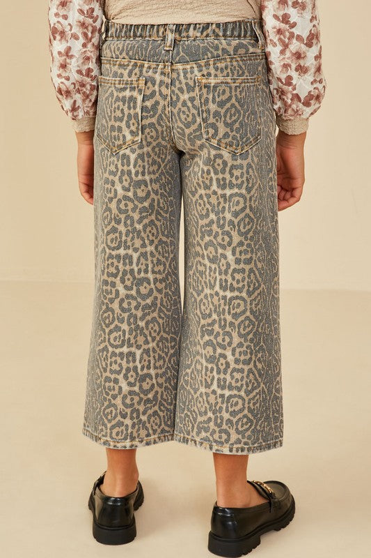 Girls Washed Leopard Relaxed Denim Jeans