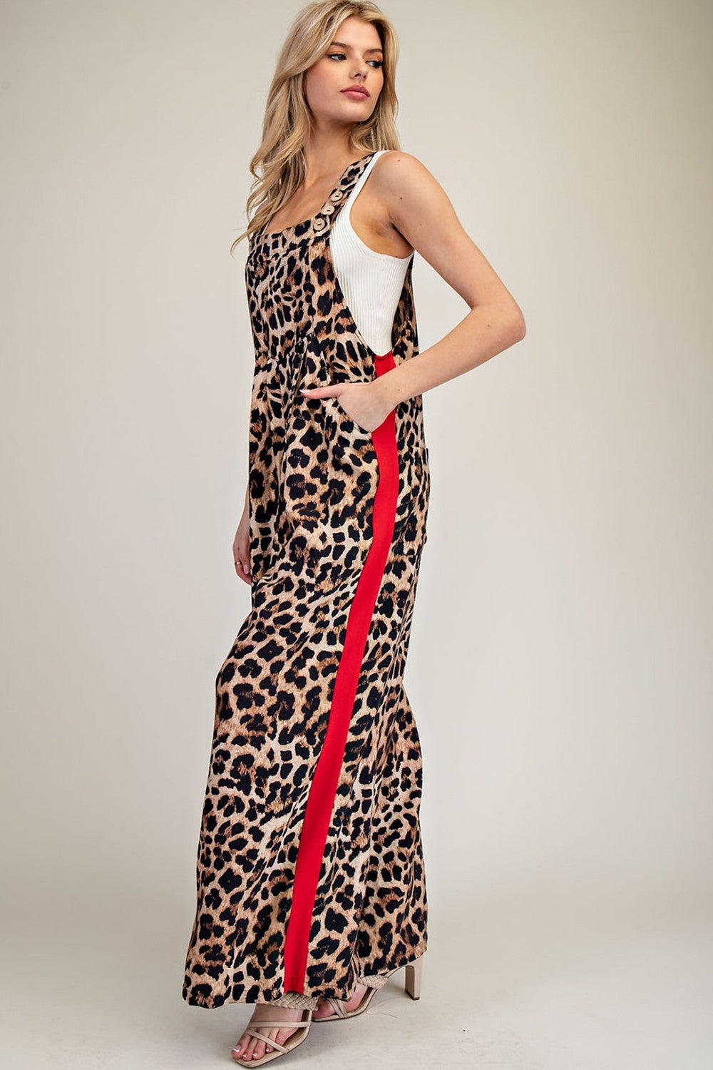 Leopard Print Side Track Jumpsuit