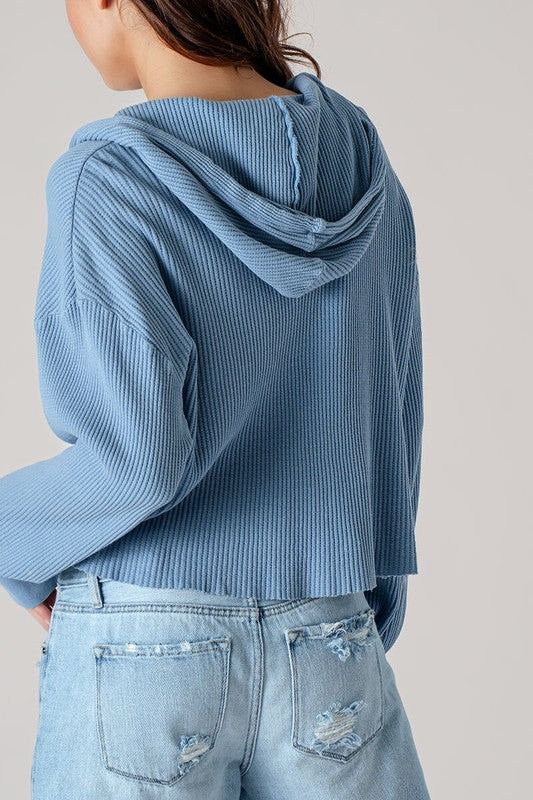 Grey Blue Crazy Comfortable Hooded Sweater