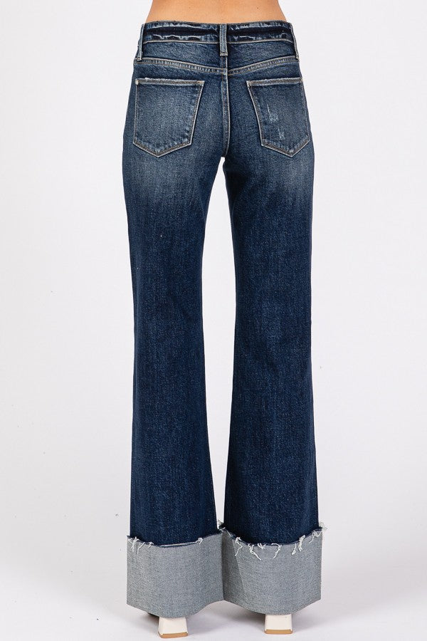 Mid Rise Relaxed Flare Cuff Hem