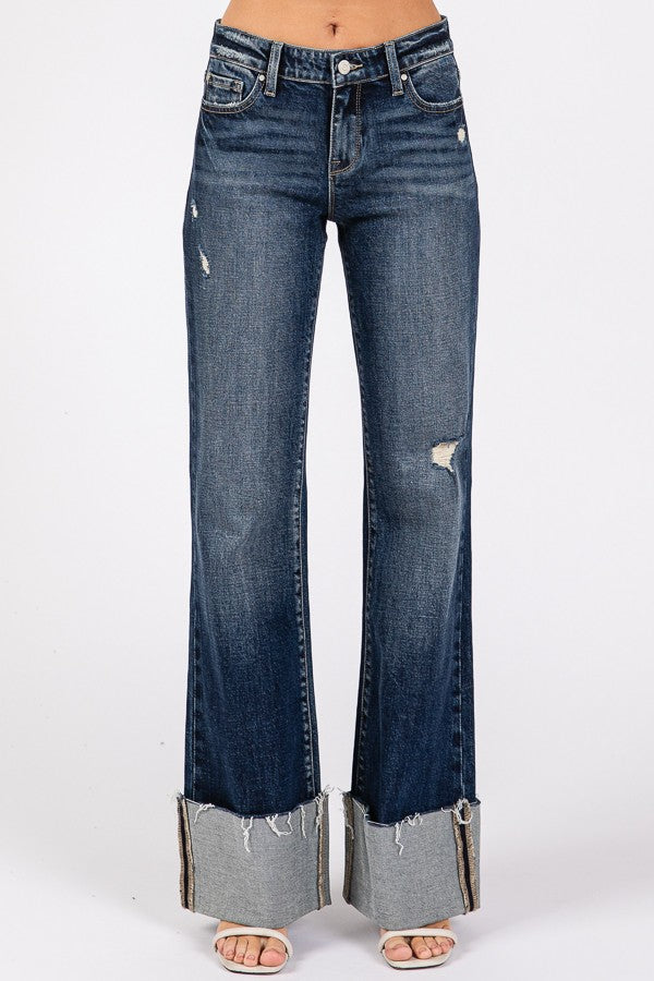 Mid Rise Relaxed Flare Cuff Hem