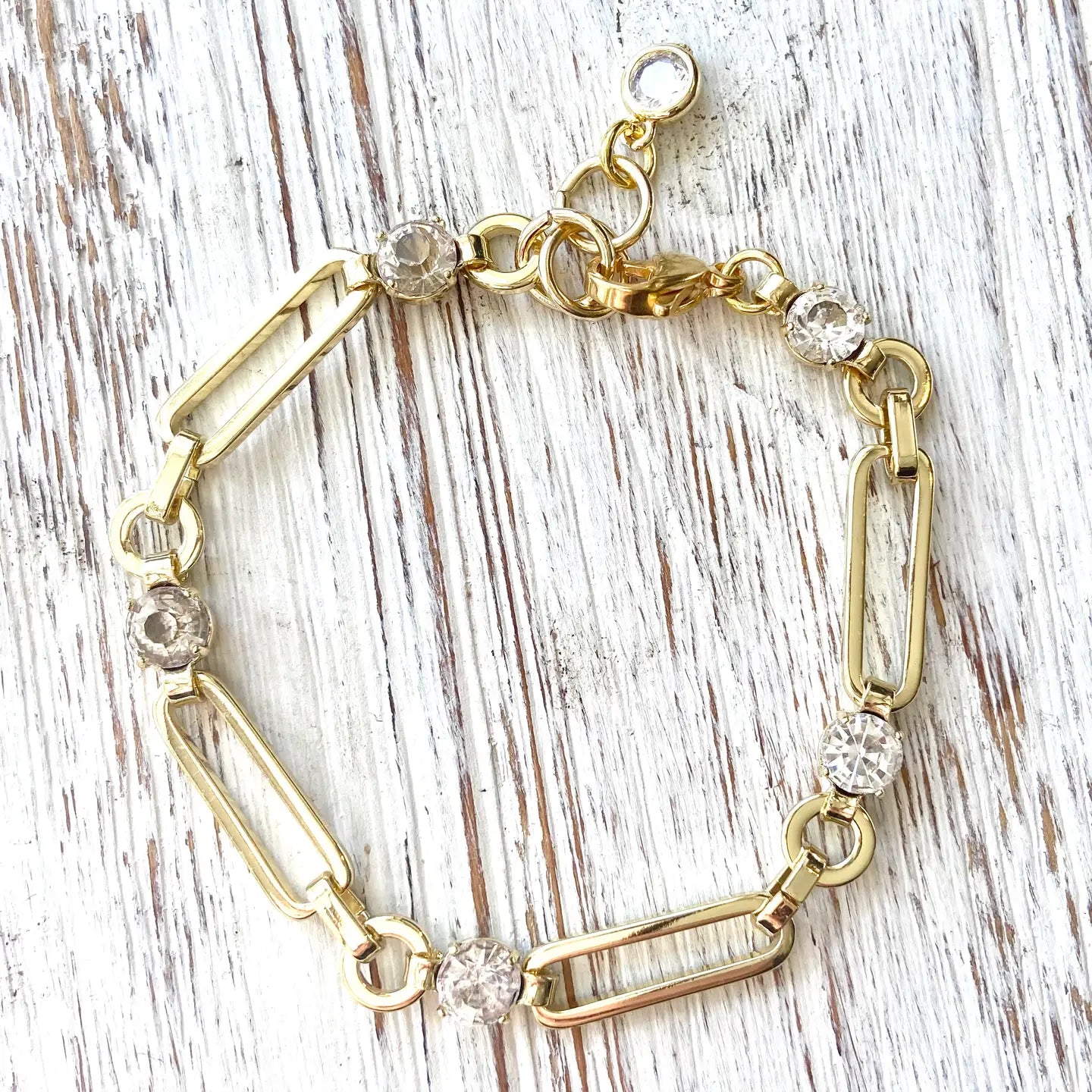 Paperclip Chain & Crystal Bracelet