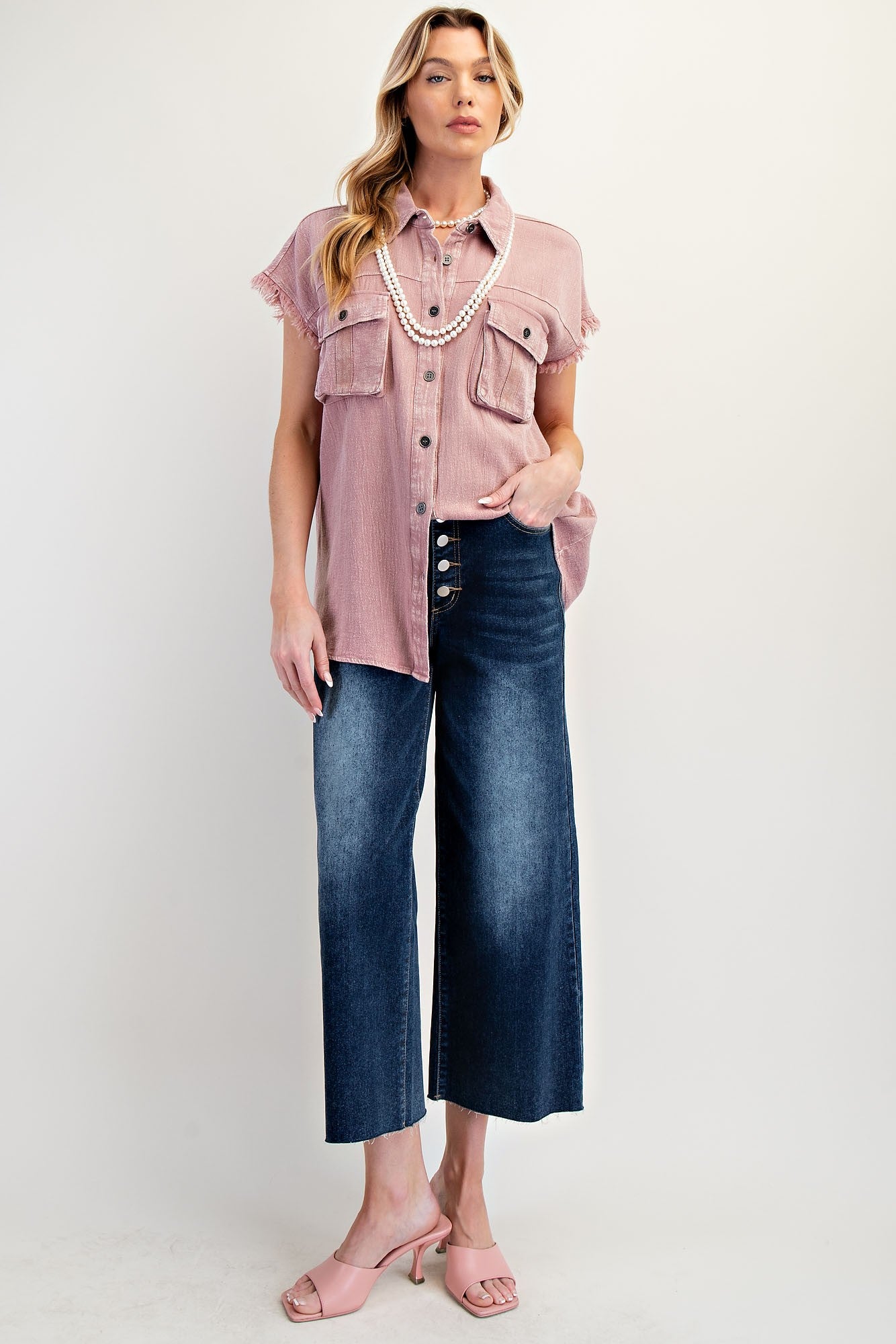 Five Button Washed Denim Pants