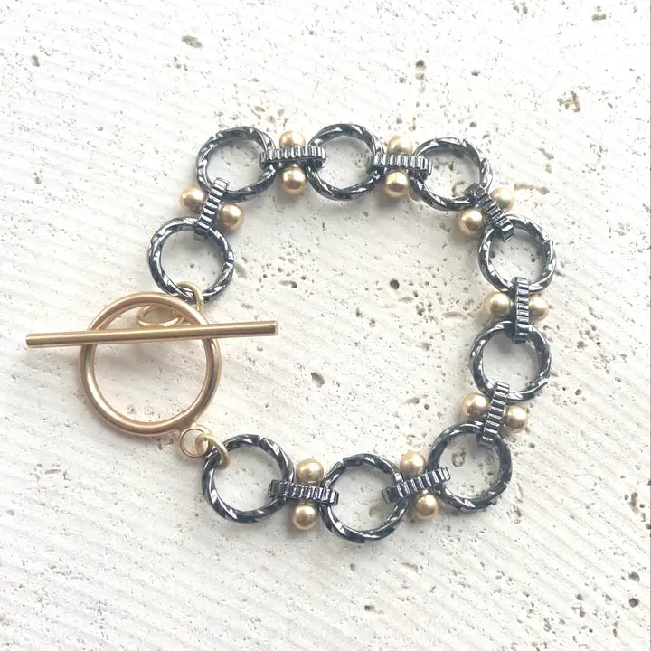 Mixed Metal Link & Chain Bracelet