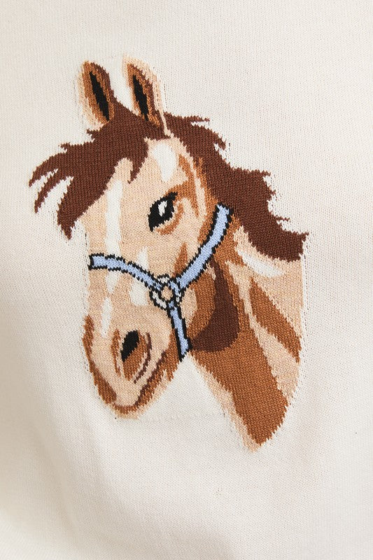 Horse Graphic Short Sleeve Sweater
