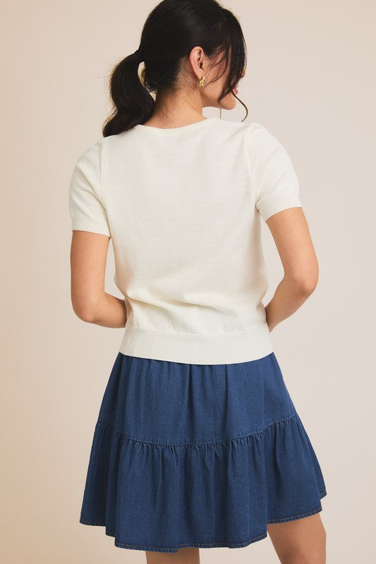 Horse Graphic Short Sleeve Sweater