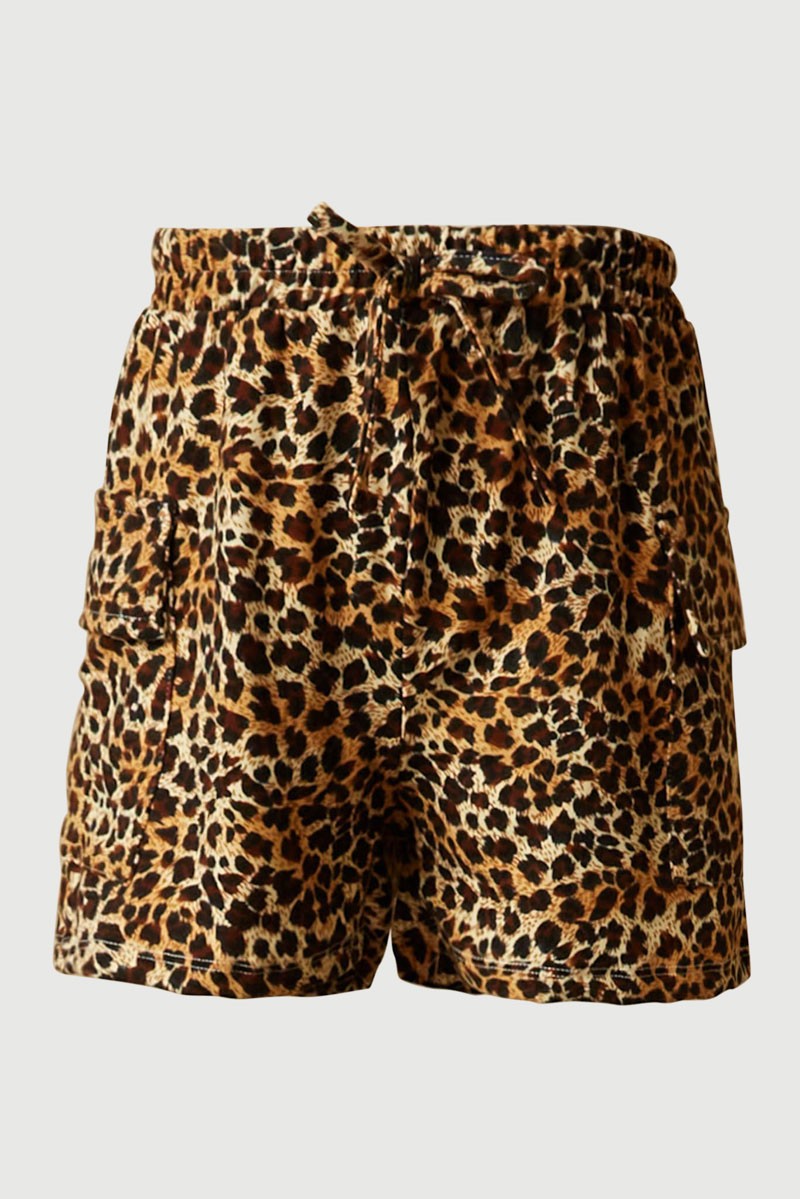 Girls Patch Pocket Cheetah Print Shorts