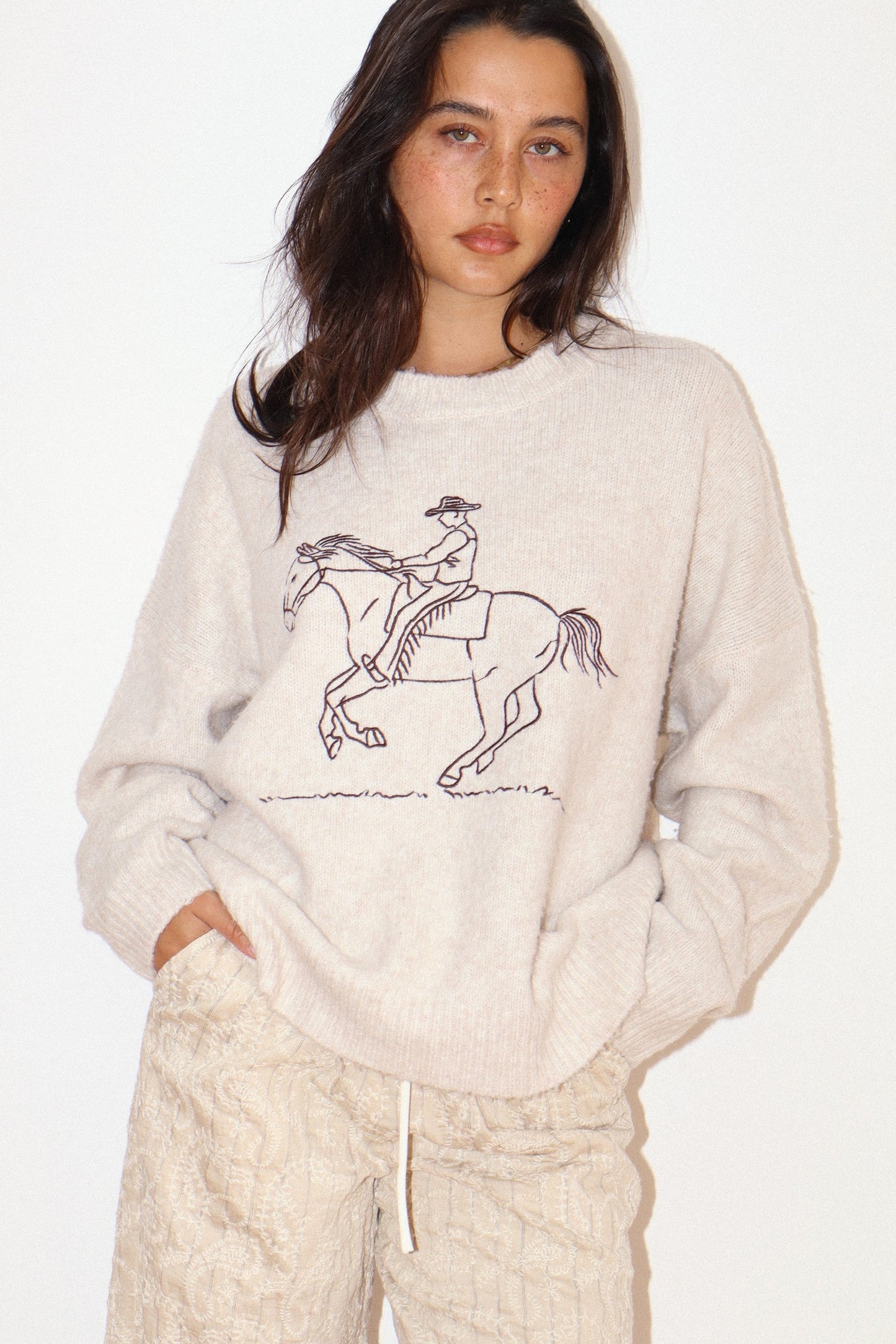 Embroidered Cowboy Sweater