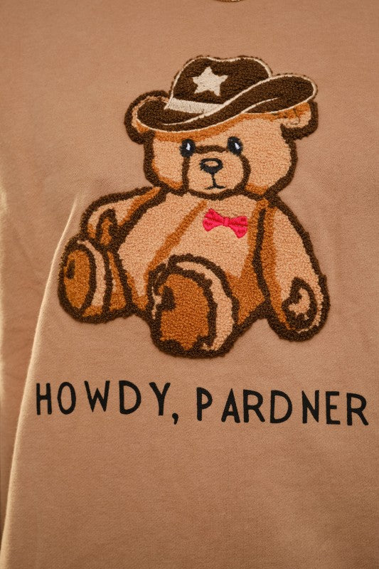 Taupe Chenille Western Teddy Sweatshirt