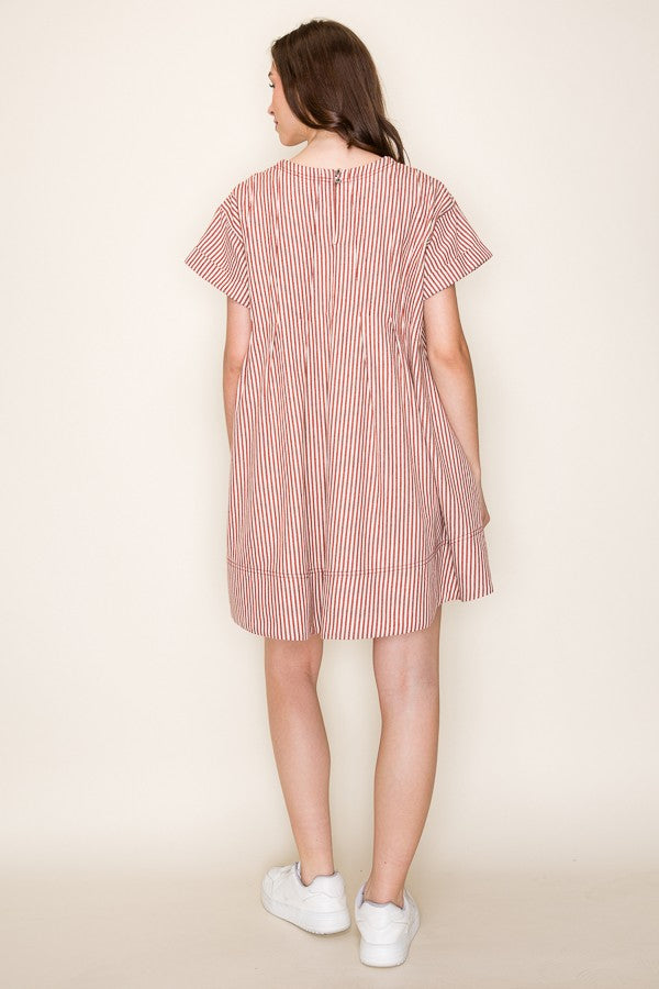 Red Stripe Short Swing Dress