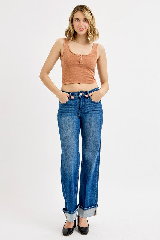 Risen TC Mid Rise Wide Cuffed Jean