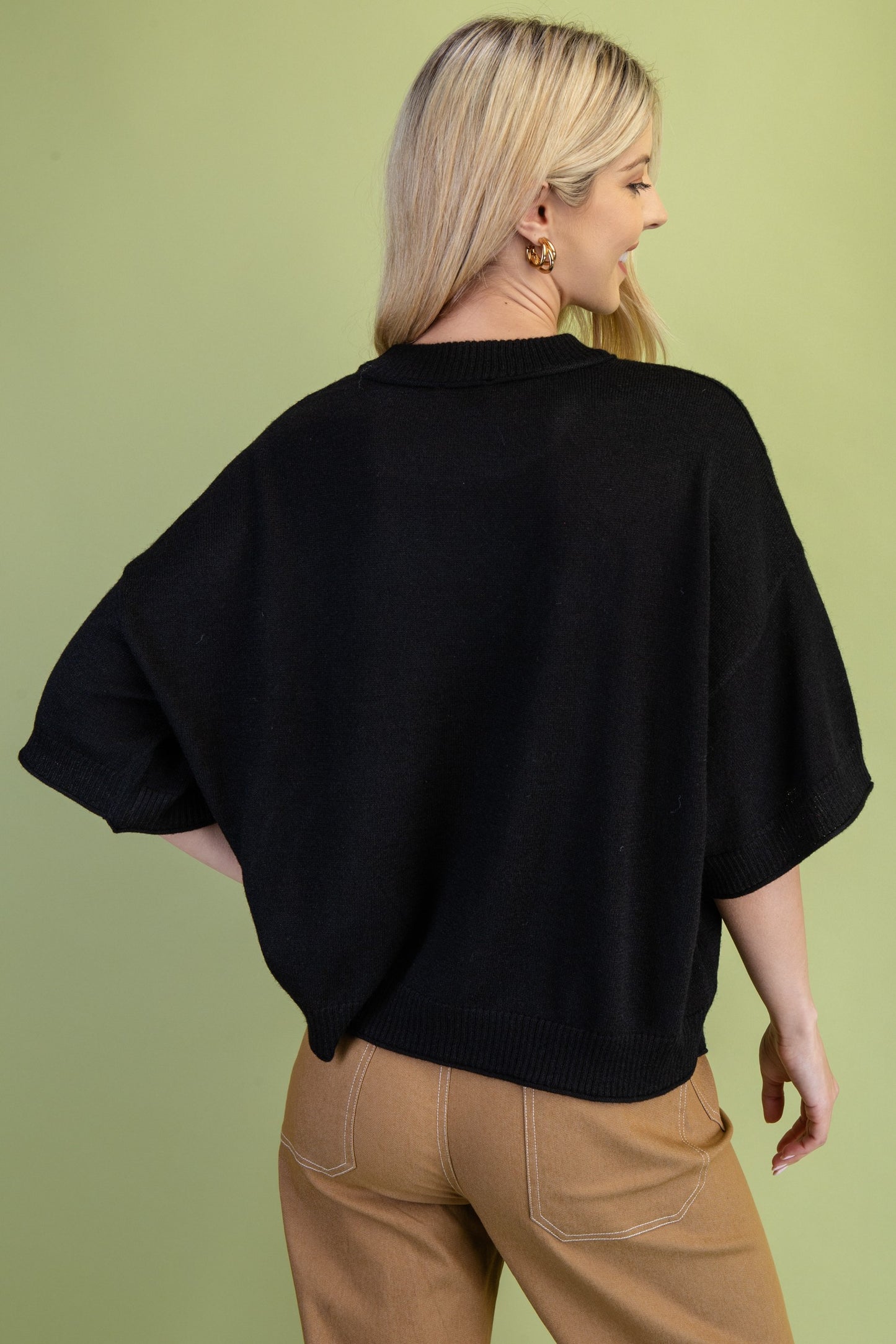 Horse Motif Black Sweater