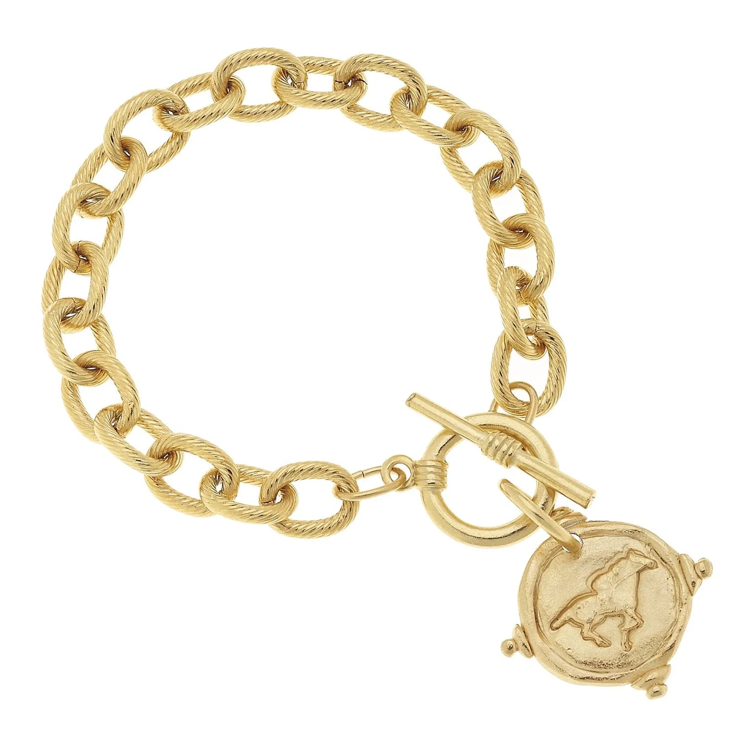 Gold Intaglio Race Horse Bracelet