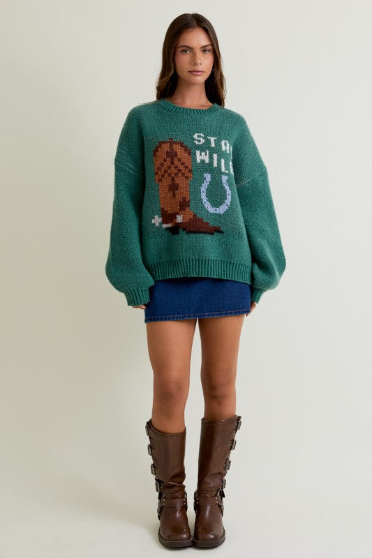 Stay Wild Boot & Horseshoe Sweater