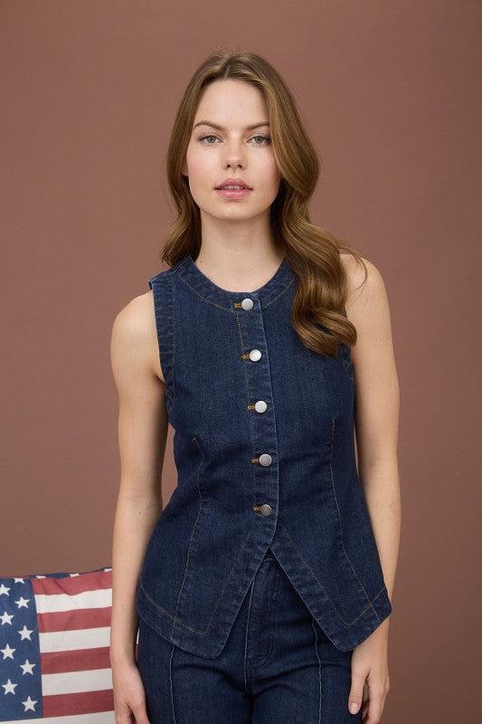 Dark Denim Vest & Pant Set