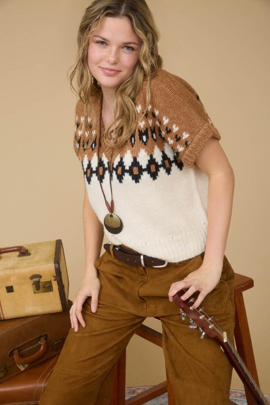 Faire Isle V-Neck Knit Sweater