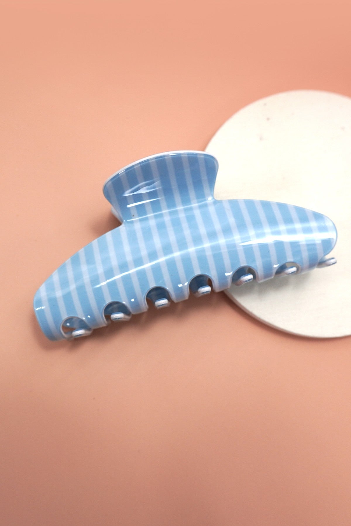 Jumbo Oval Hair Claw Clip- Blue Stripe