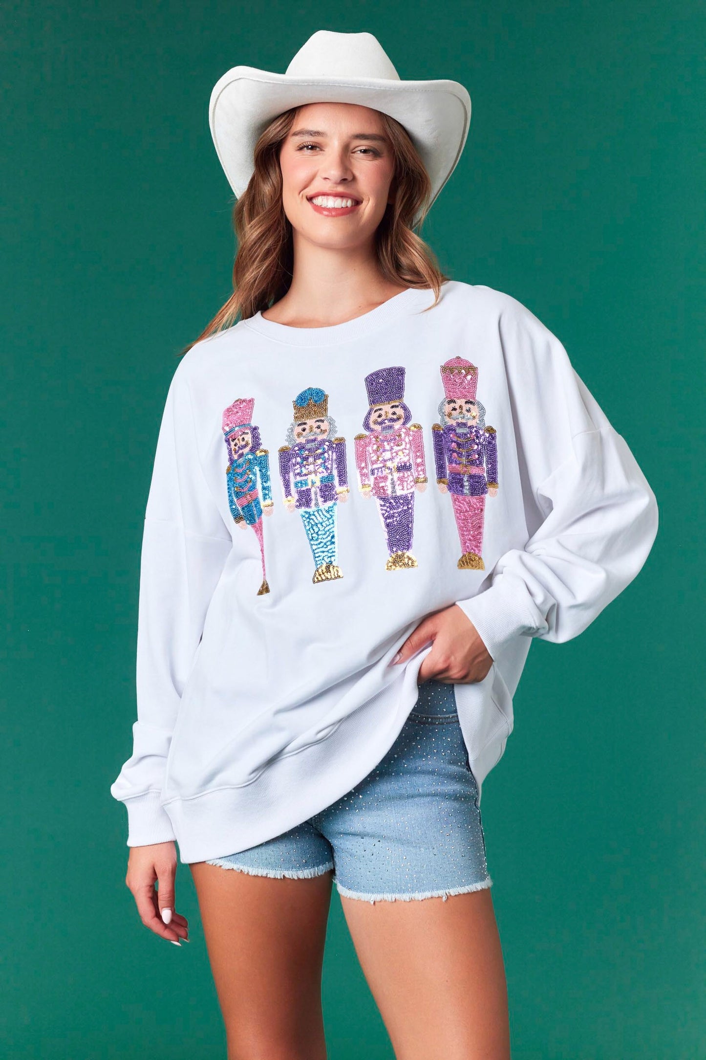 Sequin Nutcracker Oversized Sweatshirt