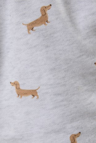 Dog Print Sweatshirt & Shorts Set- Grey