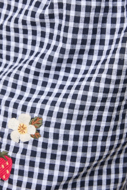 Strawberry Embroidered Gingham Boxer Shorts
