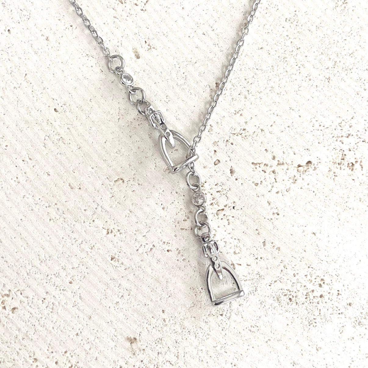 Silver "Y" Stirrup Necklace