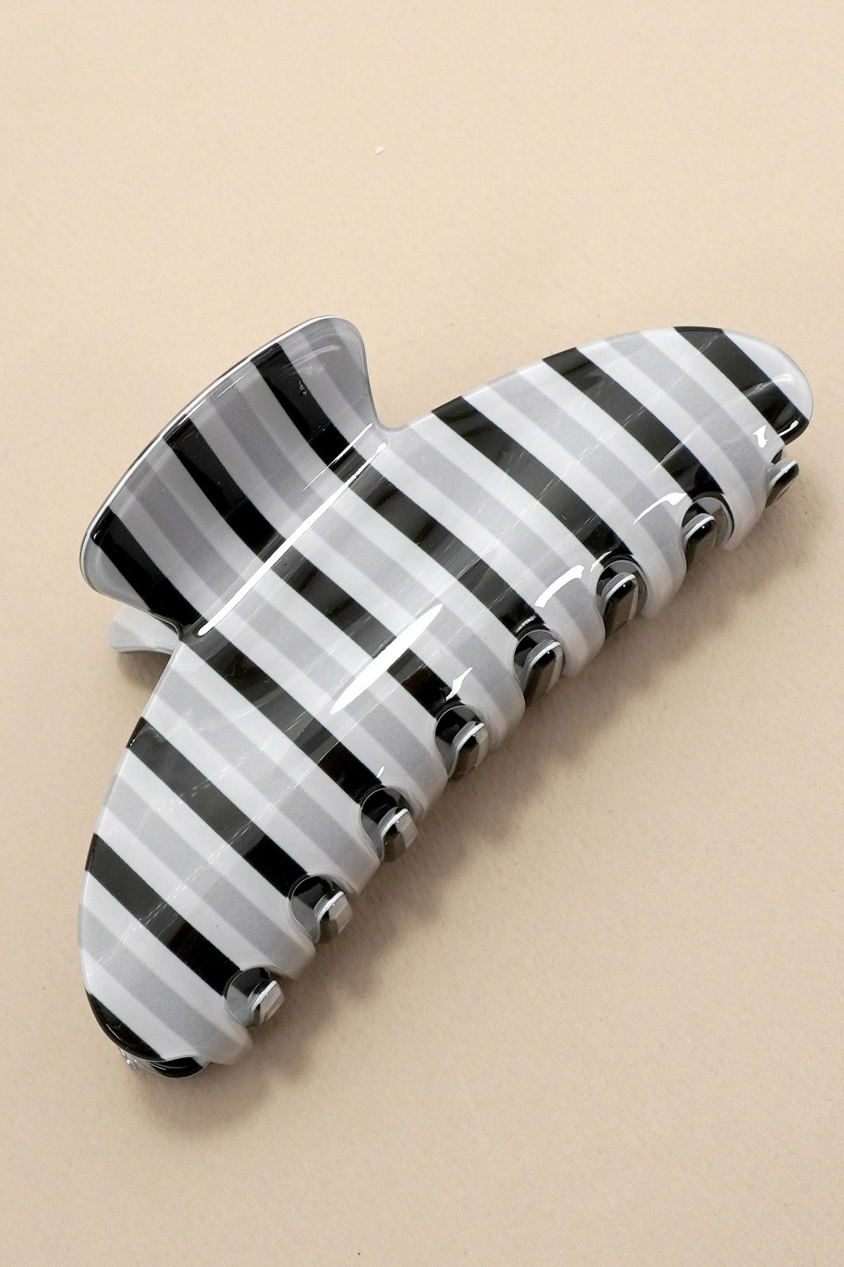 Jumbo Oval Hair Claw Clip- Black Stripe