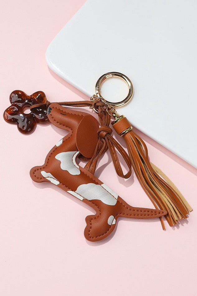 Dapple Dachshund Vegan Leather Keychain