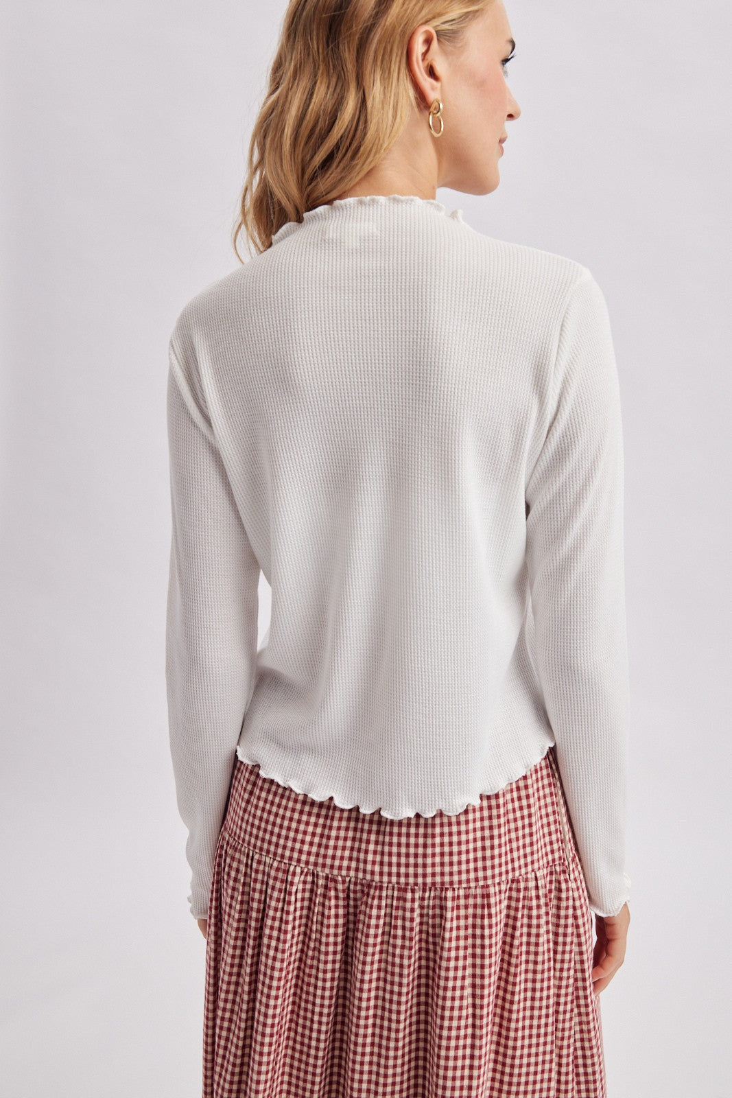 Waffle Knit Mock Neck Top
