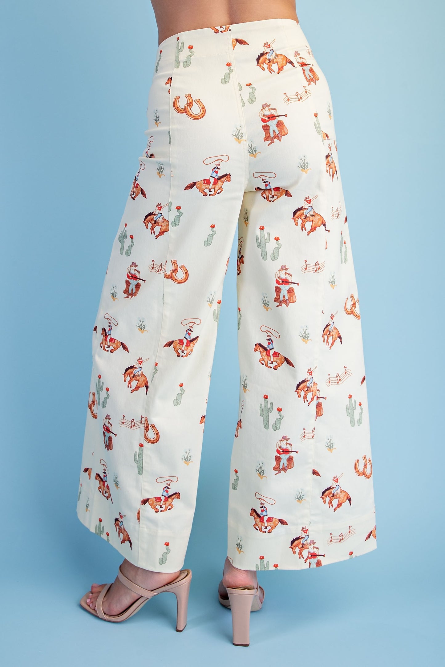 Cowboy Print Wide Leg Pants