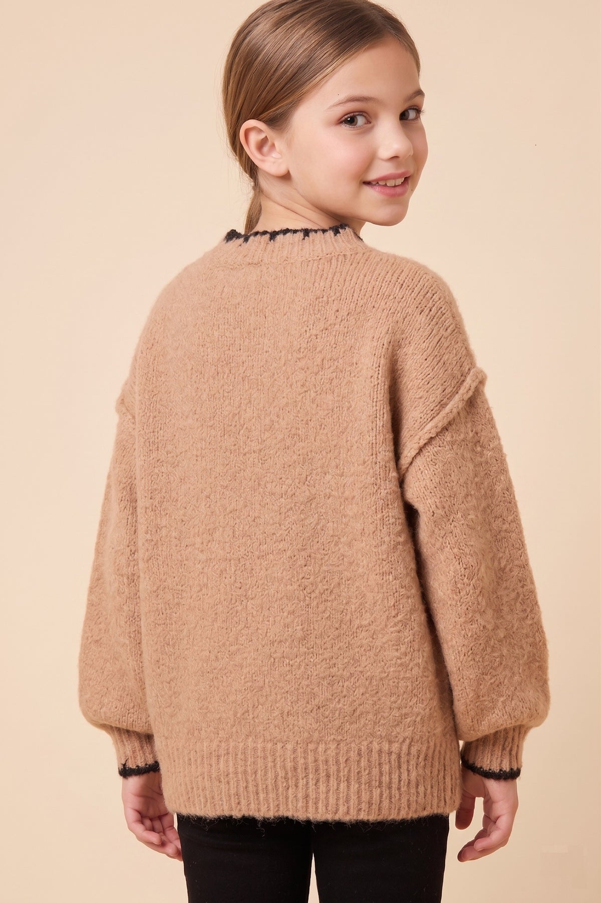 Girls Contrast Detail Horse Knit Sweater