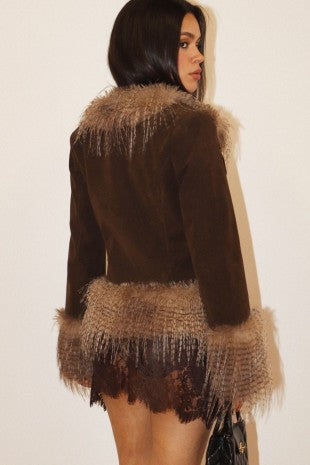 Faux Fur Trim Coat