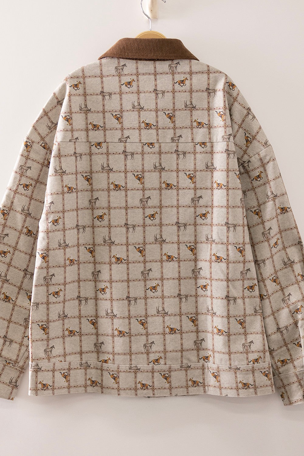 Horse Grid Ivory Zip Up Jacket