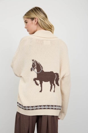 Shawl Collar Western Jacquard Cardigan