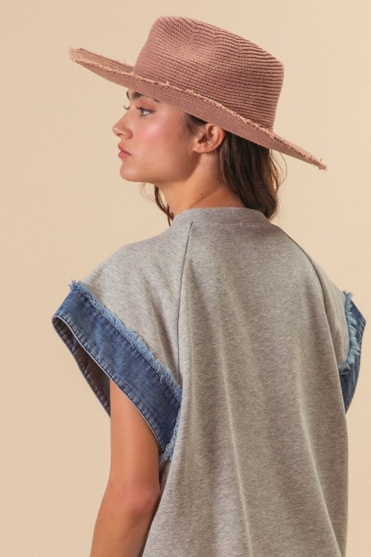 Star with Denim Combo Top