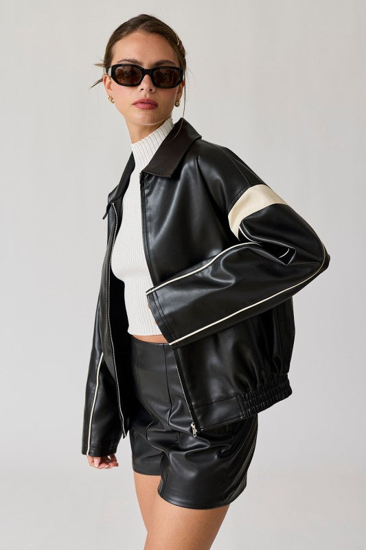 Camila Faux Leather Racer Jacket