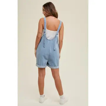 Light Denim Shorts Romper