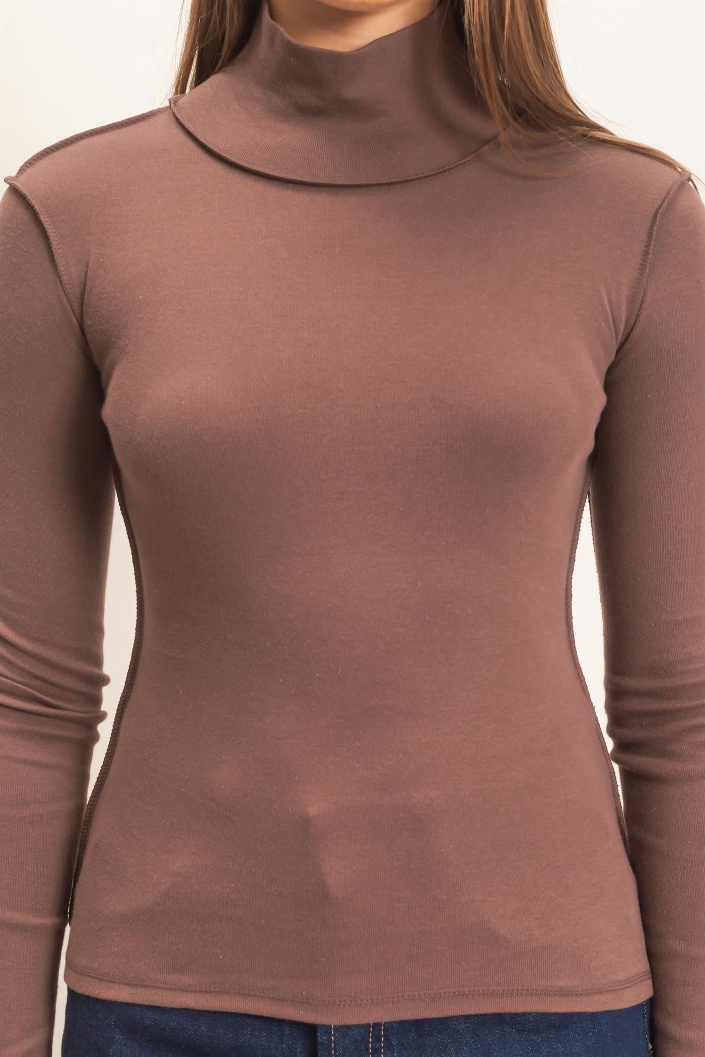 Turtleneck Exposed Seams Top