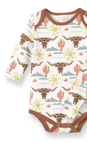 Happy Trails All Over Steer & Cactus Print Bodysuit