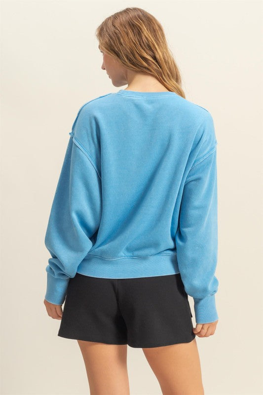 Turquoise Seam Detail Sweatshirt